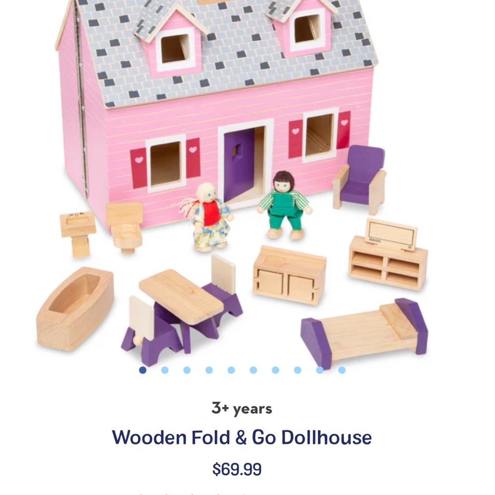 Melissa and Doug Wooden Fold & Go Dollhouse